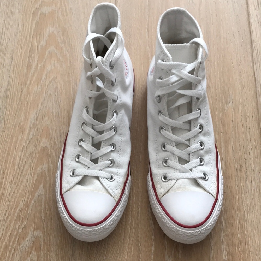 Converse Chuck Taylor All Star White High-Top Sneakers with Red Accents